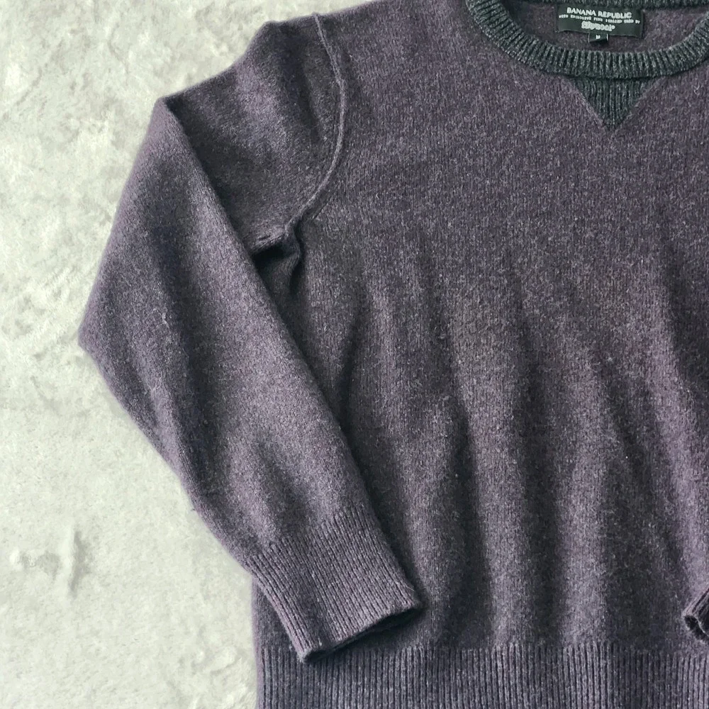 Banana Republic Men's Crewneck Italian Yarn by Filpucci‎ Purple Gray Size Medium